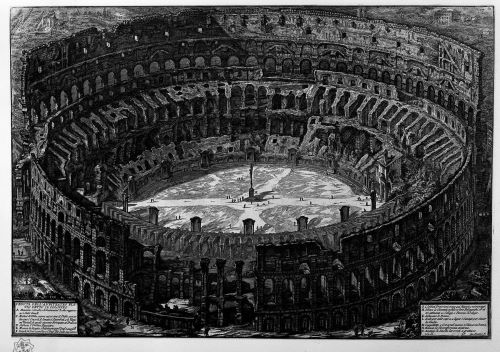 veduta del colosseo di roma realizzata da giovan battista piranesi