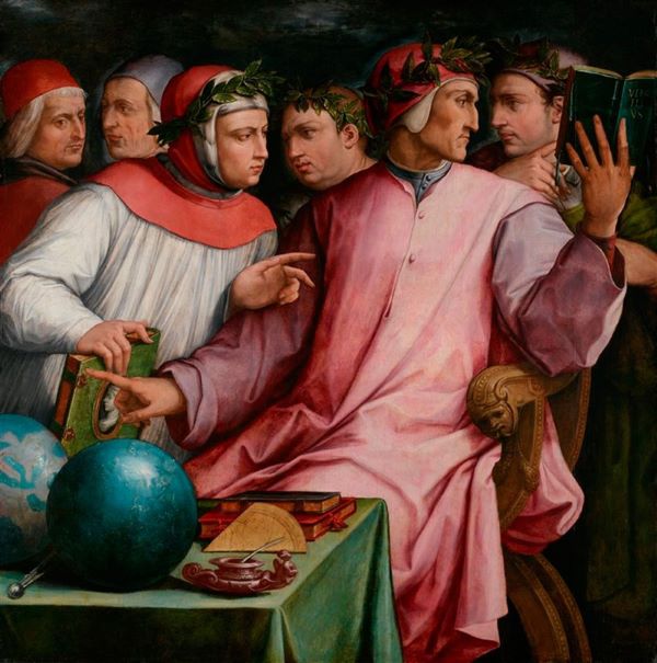 dipinto di giorgio vasari raffigurante sei poeti toscani tra cui dante alighieri