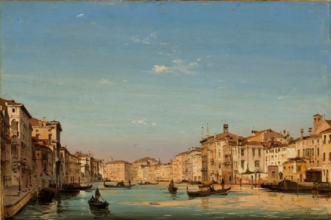uno scorcio di venezia dipinto da ippolito caffi tra i maggiori pittori del vedutismo veneziano