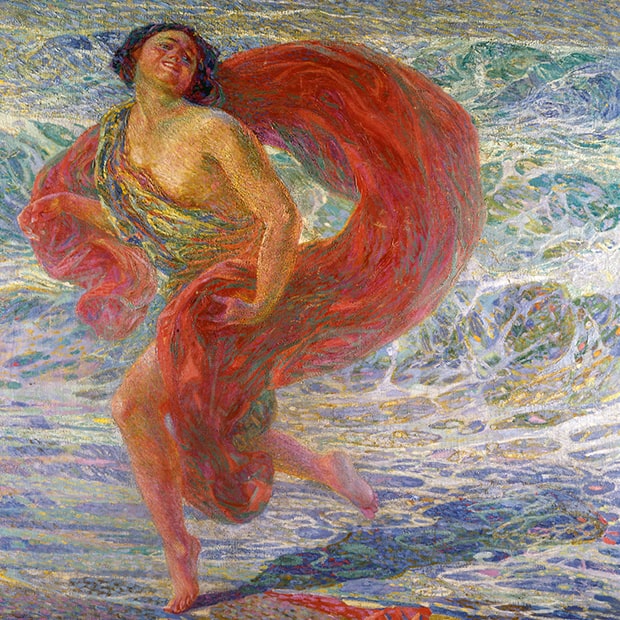 la danzatrice isadora duncan in un dipinto di plinio nomellini