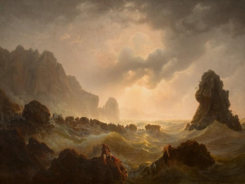 burrasca al tramonto opera di joseph rebell